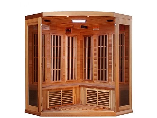 Golden Designs Maxxus 3 - Person Corner FAR Infrared Sauna Carbon Low EMF with Canadian Red Cedar - The Sauna Solution