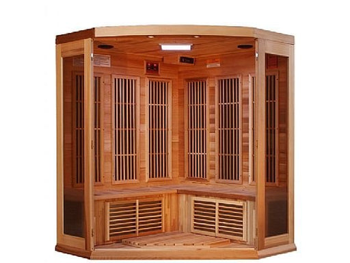 Golden Designs Maxxus 3 - Person Corner FAR Infrared Sauna Carbon Low EMF with Canadian Red Cedar - The Sauna Solution LLC