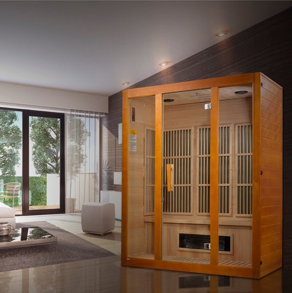 Golden Designs Maxxus "Alpine" Dual Tech 3 - Person Low EMF FAR Infrared Sauna with Canadian Hemlock - The Sauna Solution