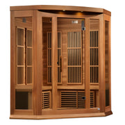 Golden Designs Maxxus "Avignon Edition" 3 - Person Corner Near Zero EMF FAR Infrared Sauna with Canadian Red Cedar - The Sauna Solution LLC