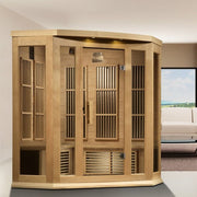 Golden Designs Maxxus "Chaumont Edition" 3 - Person Corner Near Zero EMF FAR Infrared Sauna with Canadian Hemlock - The Sauna Solution LLC
