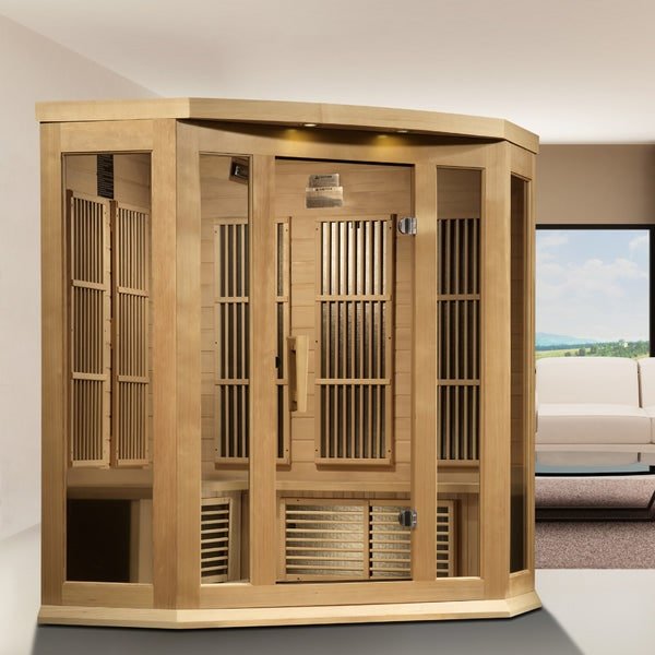 Golden Designs Maxxus "Chaumont Edition" 3 - Person Corner Near Zero EMF FAR Infrared Sauna with Canadian Hemlock - The Sauna Solution LLC