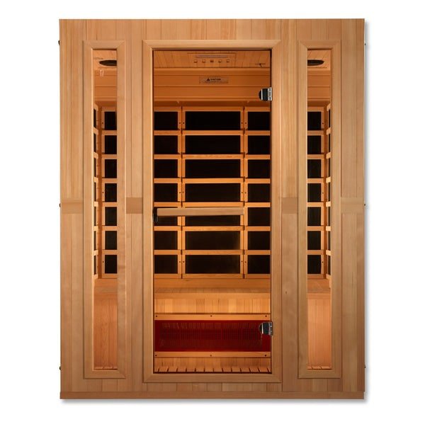 Golden Designs Maxxus "Trinity" Dual Tech 3 - Person Low EMF FAR Infrared Sauna with Canadian Hemlock - The Sauna Solution