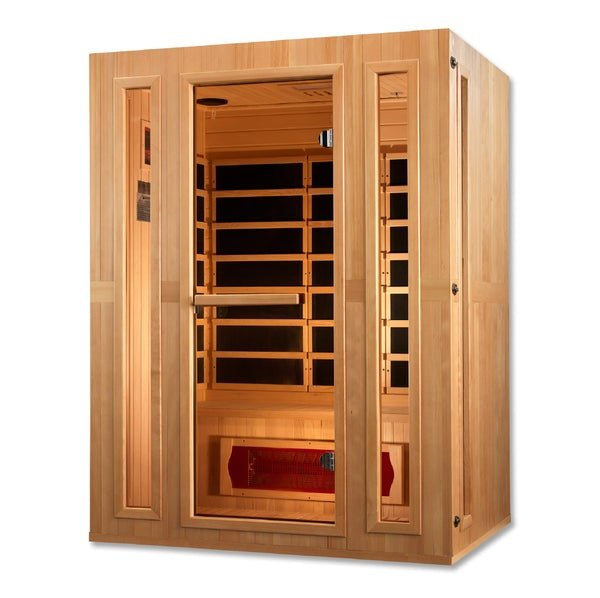 Golden Designs Maxxus "Trinity" Dual Tech 3 - Person Low EMF FAR Infrared Sauna with Canadian Hemlock - The Sauna Solution