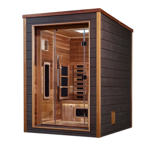 Golden Designs Nora PureTech™ 2 - Person Full Spectrum Hybrid Sauna in Red Cedar Wood Interior - The Sauna Solution