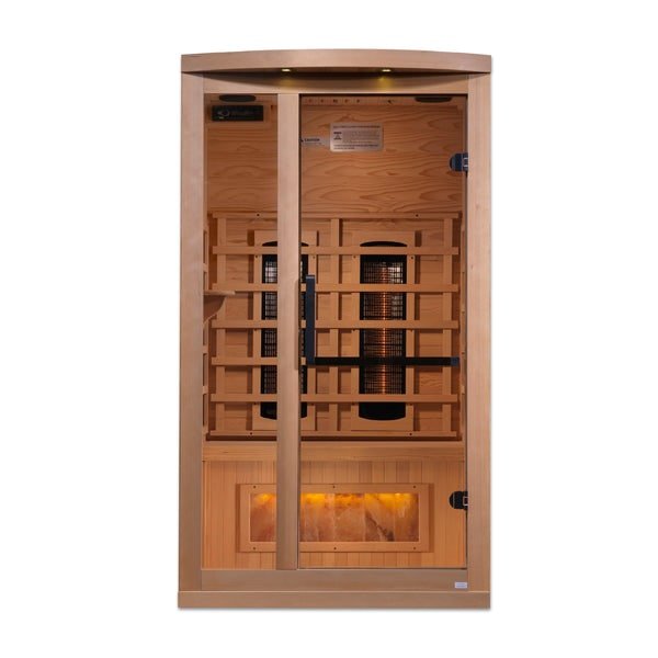 Golden Designs "Reserve Edition" 1 - 2 Person Full Spectrum PureTech™ Near Zero EMF Infrared Sauna with Himalayan Salt Bar - The Sauna Solution