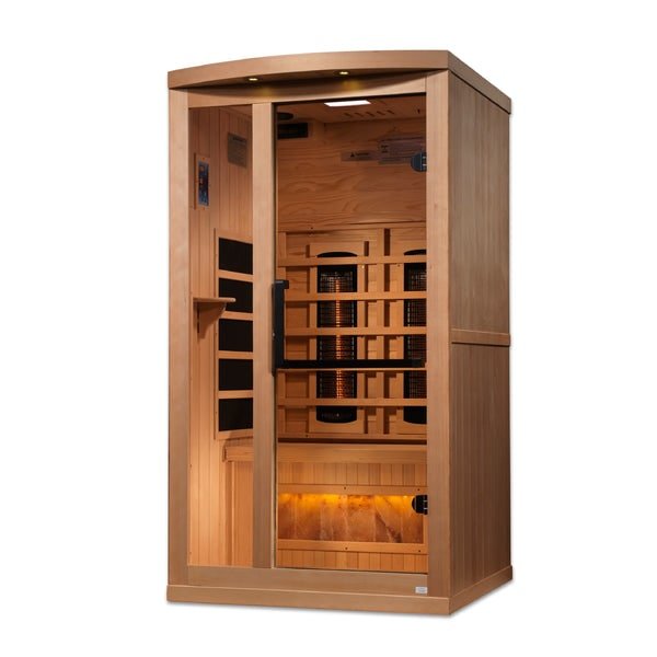 Golden Designs "Reserve Edition" 1 - 2 Person Full Spectrum PureTech™ Near Zero EMF Infrared Sauna with Himalayan Salt Bar - The Sauna Solution LLC