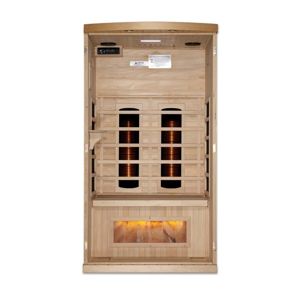 Golden Designs "Reserve Edition" 1 - 2 Person Full Spectrum PureTech™ Near Zero EMF Infrared Sauna with Himalayan Salt Bar - The Sauna Solution LLC