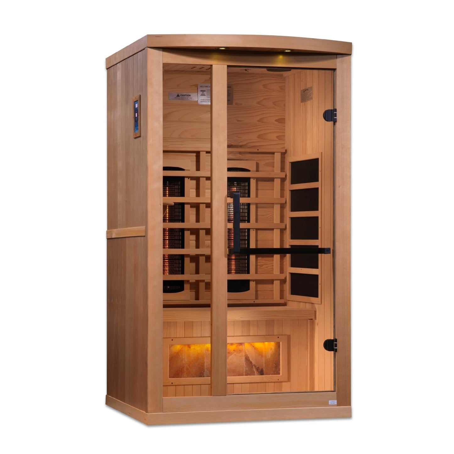 Golden Designs "Reserve Edition" 1 - 2 Person Full Spectrum PureTech™ Near Zero EMF Infrared Sauna with Himalayan Salt Bar - The Sauna Solution