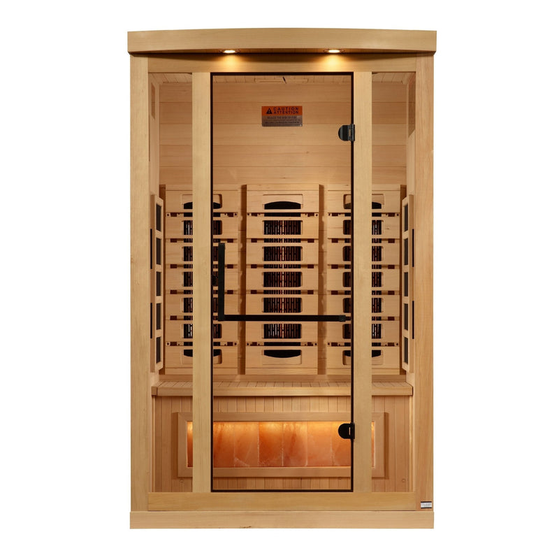 Golden Designs "Reserve Edition" 2 - Person Full Spectrum PureTech™ Near Zero EMF Infrared Sauna with Himalayan Salt Bar - The Sauna Solution LLC