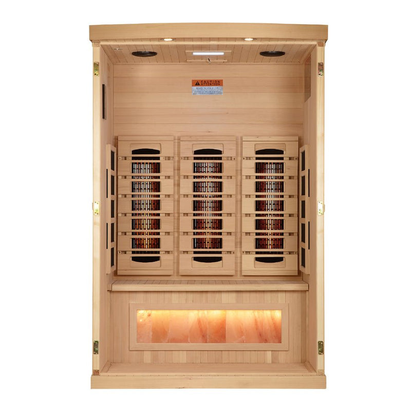 Golden Designs "Reserve Edition" 2 - Person Full Spectrum PureTech™ Near Zero EMF Infrared Sauna with Himalayan Salt Bar - The Sauna Solution LLC