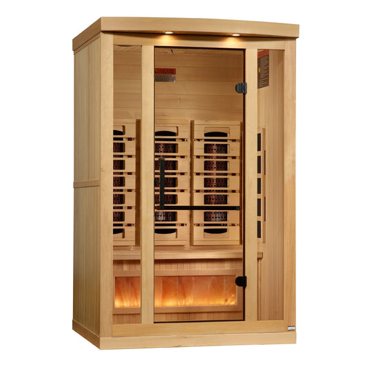 Golden Designs "Reserve Edition" 2 - Person Full Spectrum PureTech™ Near Zero EMF Infrared Sauna with Himalayan Salt Bar - The Sauna Solution