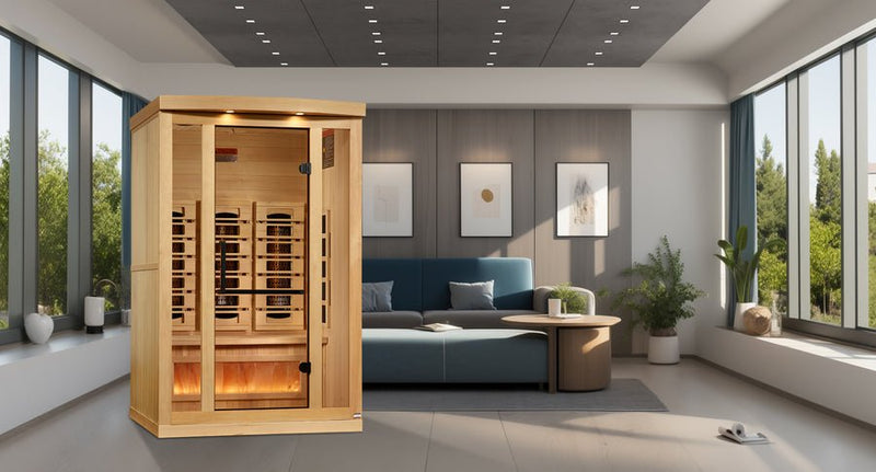 Golden Designs "Reserve Edition" 2 - Person Full Spectrum PureTech™ Near Zero EMF Infrared Sauna with Himalayan Salt Bar - The Sauna Solution LLC