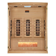 Golden Designs "Reserve Edition" 3 - Person Full Spectrum PureTech™ Near Zero EMF Infrared Sauna with Himalayan Salt Bar - The Sauna Solution LLC
