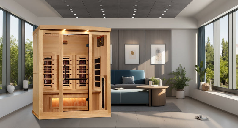 Golden Designs "Reserve Edition" 3 - Person Full Spectrum PureTech™ Near Zero EMF Infrared Sauna with Himalayan Salt Bar - The Sauna Solution LLC