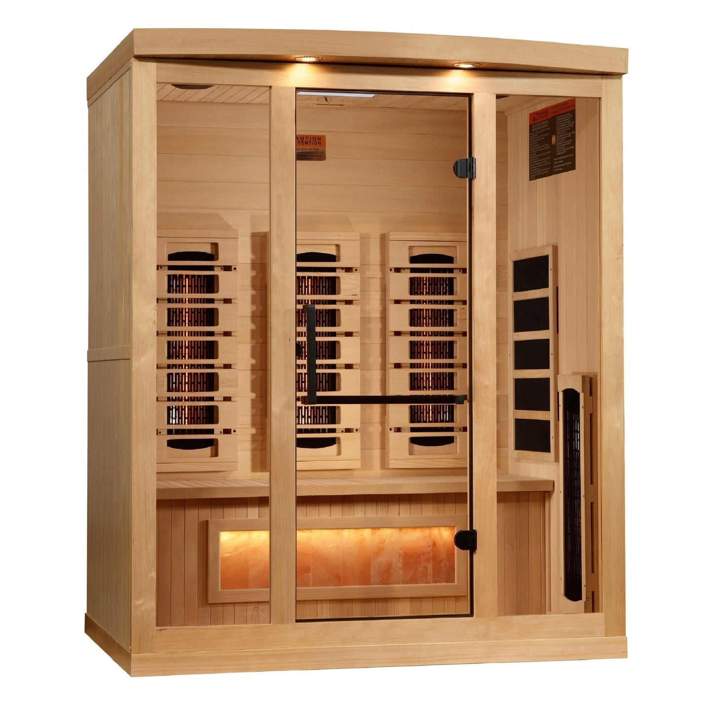 Golden Designs "Reserve Edition" 3 - Person Full Spectrum PureTech™ Near Zero EMF Infrared Sauna with Himalayan Salt Bar - The Sauna Solution