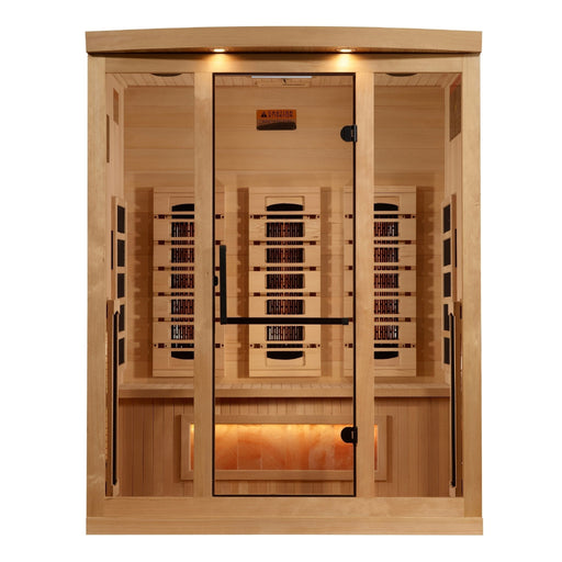 Golden Designs "Reserve Edition" 3 - Person Full Spectrum PureTech™ Near Zero EMF Infrared Sauna with Himalayan Salt Bar - The Sauna Solution LLC