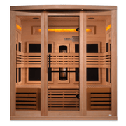 Golden Designs "Reserve Edition" 6 - Person Full Spectrum PureTech™ Near Zero EMF FAR Infrared Sauna with Himalayan Salt Bar & Canadian Hemlock - The Sauna Solution LLC