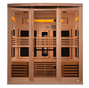 Golden Designs "Reserve Edition" 6 - Person Full Spectrum PureTech™ Near Zero EMF FAR Infrared Sauna with Himalayan Salt Bar & Canadian Hemlock - The Sauna Solution LLC