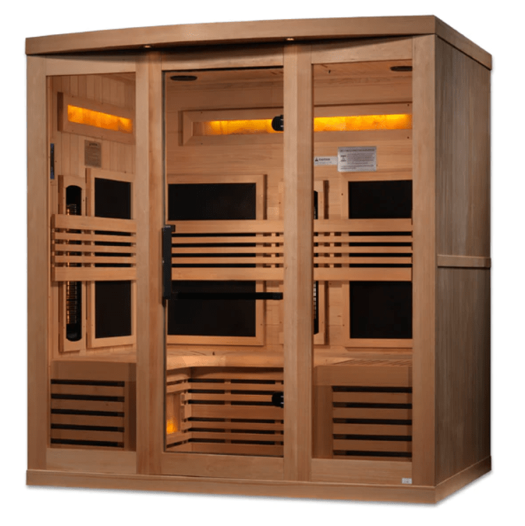 Golden Designs "Reserve Edition" 6 - Person Full Spectrum PureTech™ Near Zero EMF FAR Infrared Sauna with Himalayan Salt Bar & Canadian Hemlock - The Sauna Solution