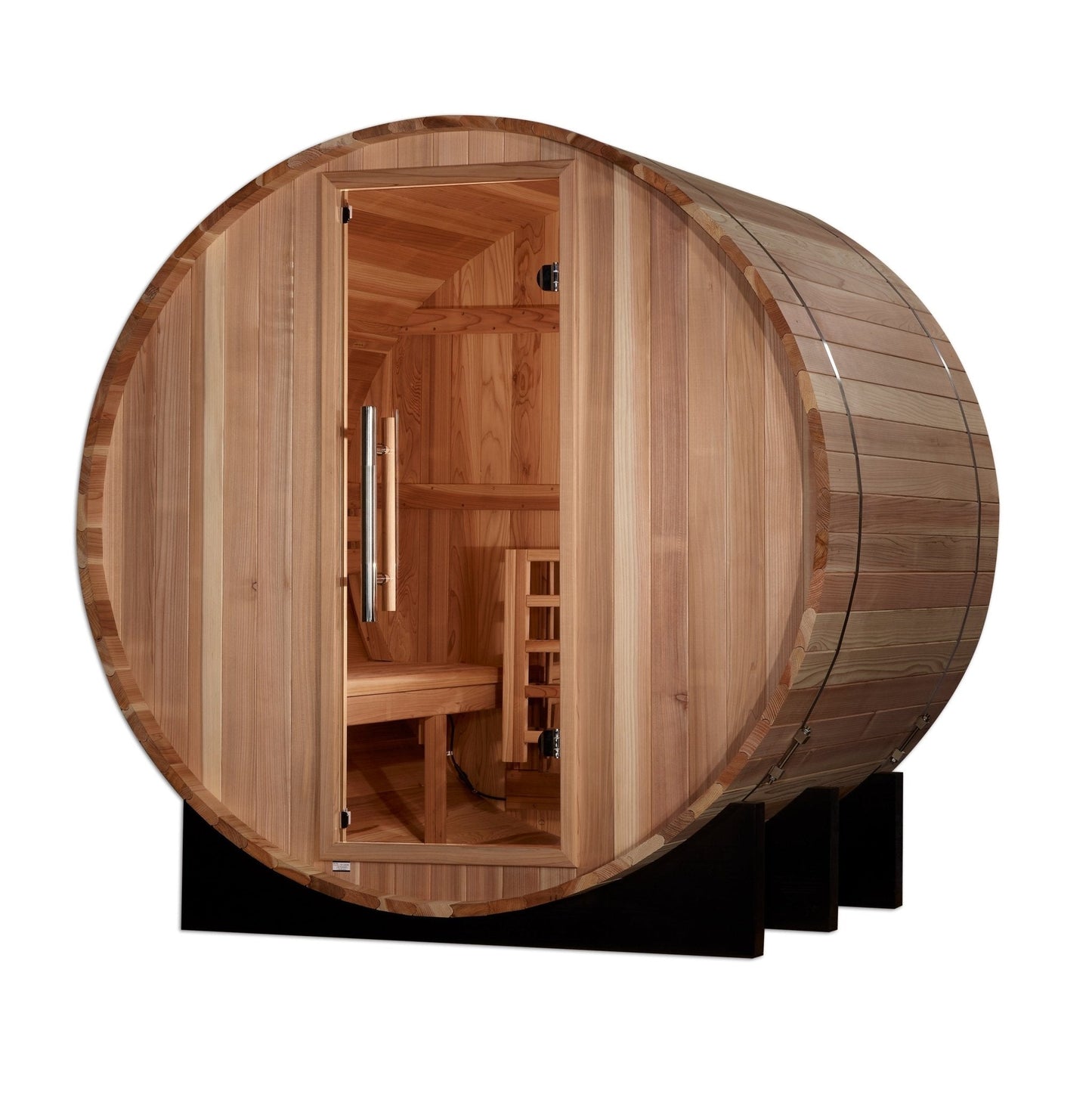 Golden Designs St. Moritz 2 - Person Outdoor Barrel Steam Sauna in Pacific Cedar Wood - The Sauna Solution