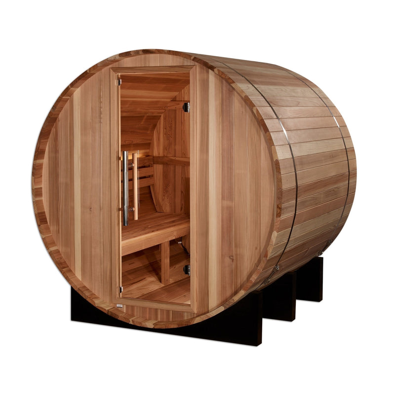 Golden Designs St. Moritz 2 - Person Outdoor Barrel Steam Sauna in Pacific Cedar Wood - The Sauna Solution LLC
