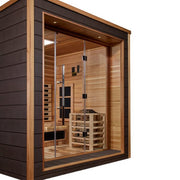 Golden Designs Visby 3 - Person Full Spectrum PureTech™ Indoor - Outdoor Hybrid Sauna in Red Cedar Wood - The Sauna Solution LLC