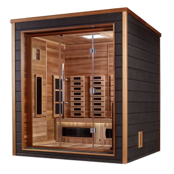 Golden Designs Visby 3 - Person Full Spectrum PureTech™ Indoor - Outdoor Hybrid Sauna in Red Cedar Wood - The Sauna Solution LLC