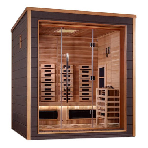 Golden Designs Visby 3 - Person Full Spectrum PureTech™ Indoor - Outdoor Hybrid Sauna in Red Cedar Wood - The Sauna Solution LLC