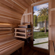 Golden Designs Zurich 4 - Person Outdoor Barrel Traditional Sauna with Bronze Privacy View in Pacific Cedar Wood - The Sauna Solution LLC