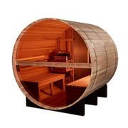Golden Designs Zurich 4 - Person Outdoor Barrel Traditional Sauna with Bronze Privacy View in Pacific Cedar Wood - The Sauna Solution LLC
