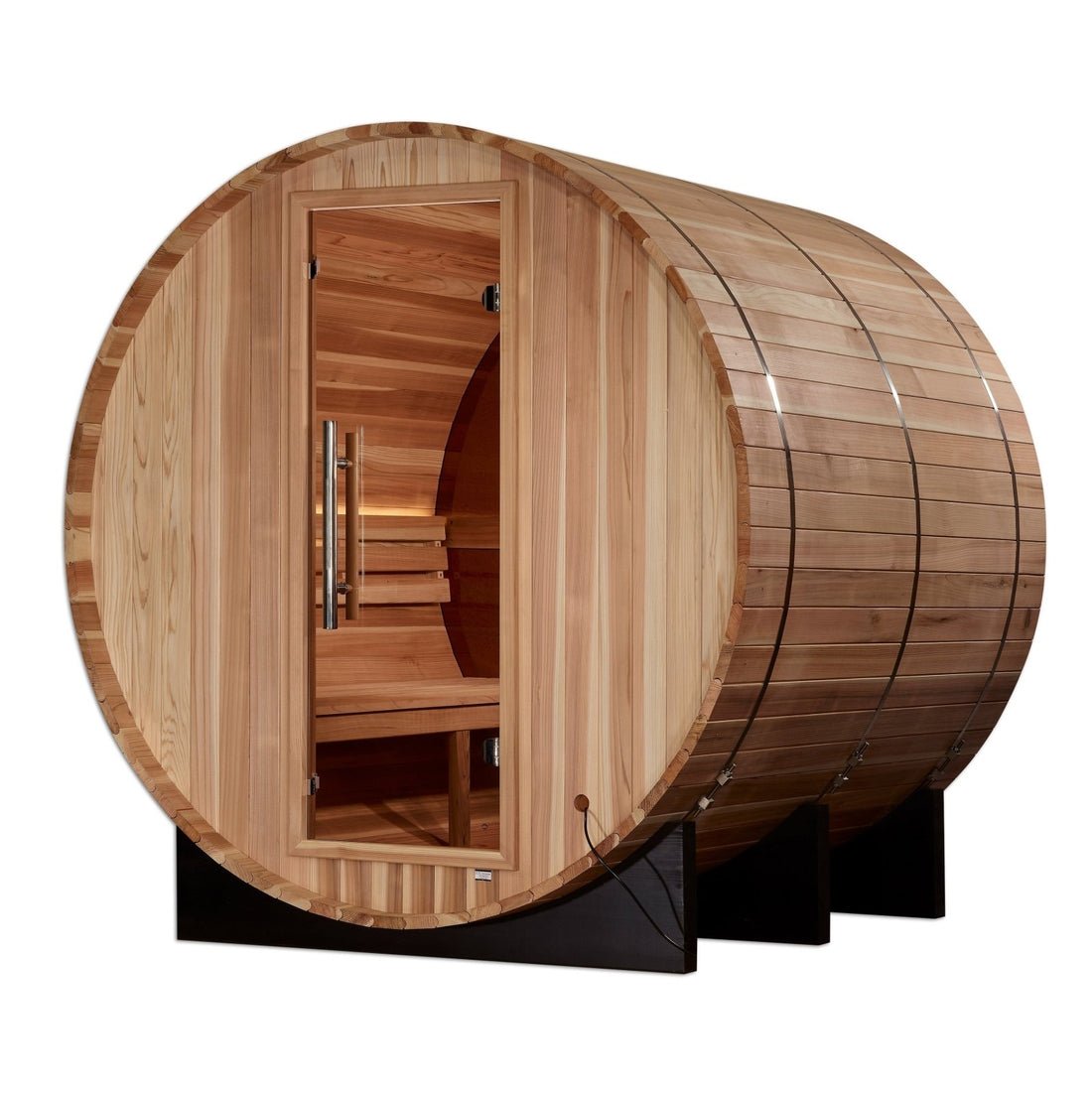 Golden Designs Zurich 4 - Person Outdoor Barrel Traditional Sauna with Bronze Privacy View in Pacific Cedar Wood - The Sauna Solution