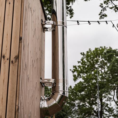 HUUM Sauna Wood Stove Chimney Set, Thru - Wall Backside Connection - The Sauna Solution