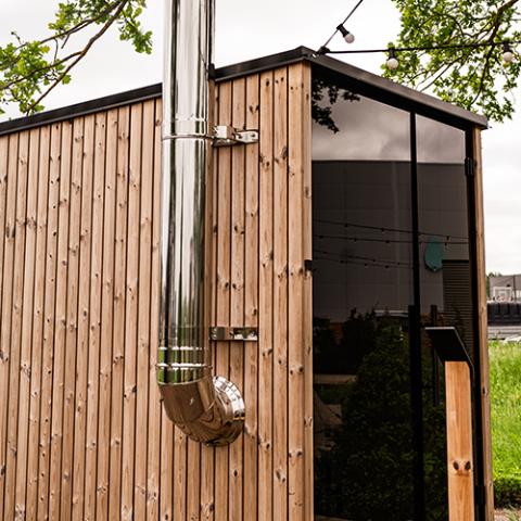 HUUM Sauna Wood Stove Chimney Set, Thru - Wall Backside Connection - The Sauna Solution