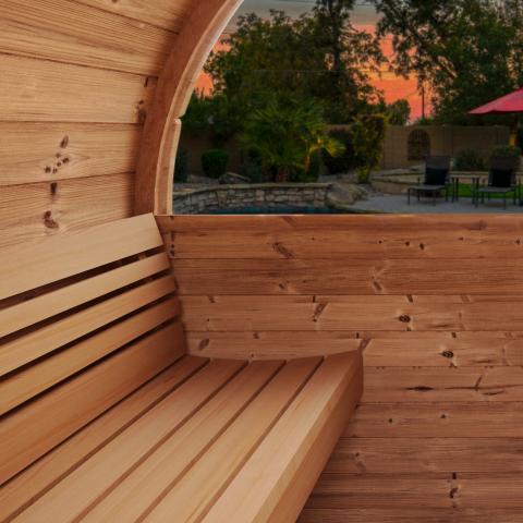 SaunaLife Model E7G Sauna Barrel Glass Front - The Sauna Solution LLC