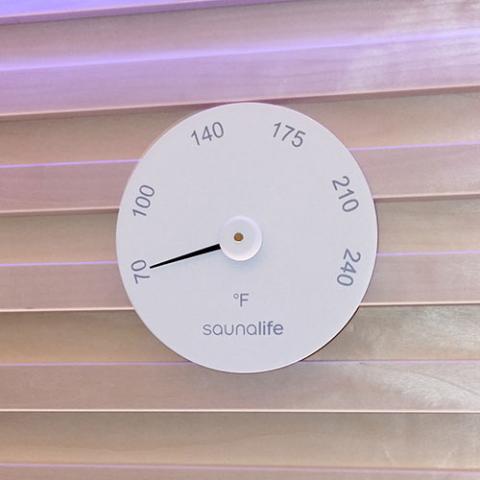 SaunaLife Wooden 1 - Gallon Sauna Bucket Set with Wood Ladle and Thermometer - White - The Sauna Solution