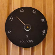 SaunaLife Wooden 1 - Gallon Sauna Bucket, Wood Ladle, Thermometer, Hygrometer, Black - The Sauna Solution LLC
