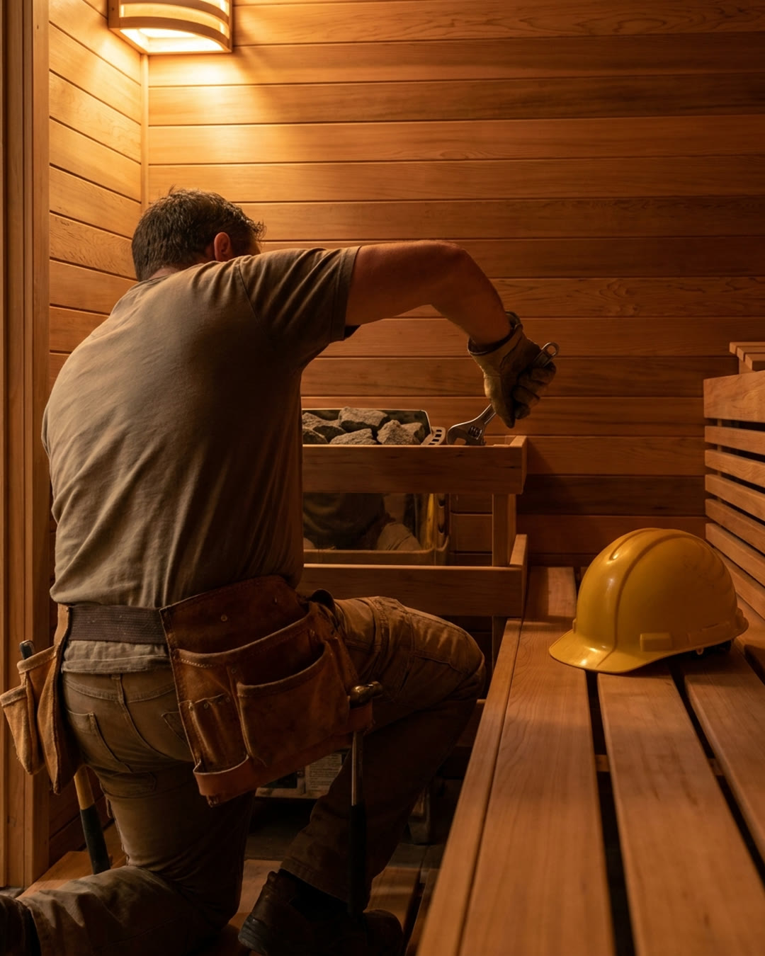 Contractor installing a sauna — trade campaign photo 10